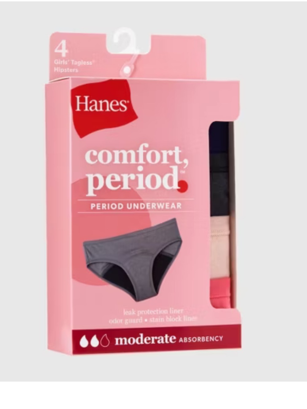 Hanes Girls’ 4pk period underwear